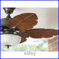 Palm Leaf Blades Tropical Style Indoor Outdoor Ceiling Fan 44-In. Bowl Light Kit