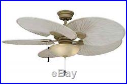 Palm Leaf Ceiling Fan Indoor + Outdoor Patio Light Bowl Kit Casual Nautical Sea