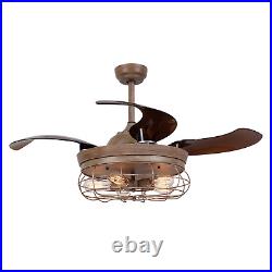 Parrot Uncle Benally 46 in. Bronze Retractable Ceiling Fan withLight Kit & Remote