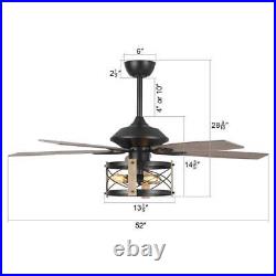 Parrot Uncle Ceiling Fan 5-Blade+Indoor+Reversible Rotation+Timer+Cage Light Kit