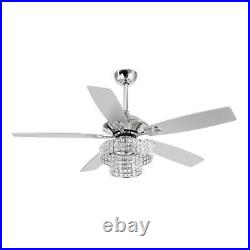 Parrot Uncle Ceiling Fan Chandelier 52 Crystal Chrome with Light Kit + Remote