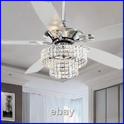 Parrot Uncle Ceiling Fan Chandelier 52 Glam Crystal Chrome with Light Kit/Remote
