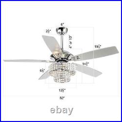 Parrot Uncle Ceiling Fan Chandelier 52 Glam Crystal Chrome with Light Kit/Remote
