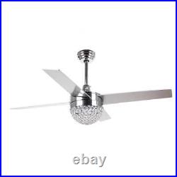 Parrot Uncle Dreyer 48 in Indoor Chrome Crystal Ceiling Fan withLight Kit + Remote