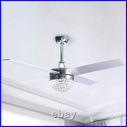 Parrot Uncle Dreyer 48 in Indoor Chrome Crystal Ceiling Fan withLight Kit + Remote