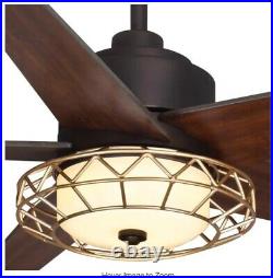 Pemberton 52 in. LED Indoor Oil Rubbed Bronze Ceiling Fan with Light Kit and Rem