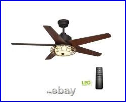 Pemberton 52 in. LED Indoor Oil Rubbed Bronze Ceiling Fan with Light Kit and Rem