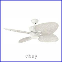 Pompeo 52 Integrated LED Indoor Outdoor White Ceiling Fan Light Kit Light Leaf