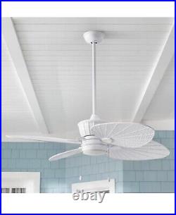 Pompeo 52 Integrated LED Indoor Outdoor White Ceiling Fan Light Kit Light Leaf