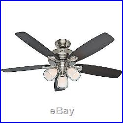 Premium 52 in. 52 Brushed Nickel Ceiling Fan With Light Kit And Warranty