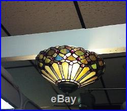 Purple Tiffany Style Stained Glass Ceiling Fan Light Kit