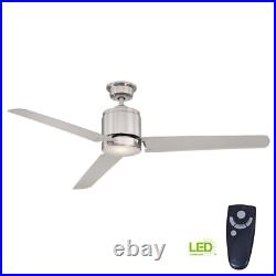 Railey 60 in. LED Indoor Brushed Nickel Ceiling Fan with Light Kit and Remote Co