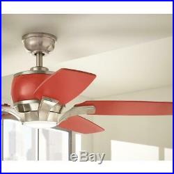 Raymont 52in LED Indoor Brushed Nickel / Red Ceiling Fan with Light Kit and Remote