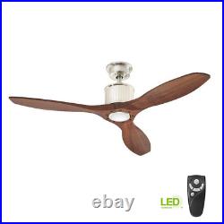 Reagan 52 In. Led Indoor Brushed Nickel Ceiling Fan With Light Kit And Remote Co