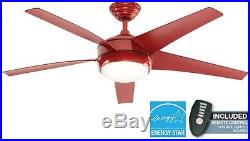 Red 52 inch Ceiling Fan with Light and Remote Control Kit Modern Indoor 5 Blade