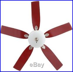 Red Accent 52 in Retro Ceiling Fan Nickel Light Kit Home Office Hallway Lighting