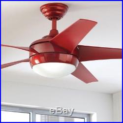 Red Ceiling Fan Integrated Light Kit Opal Glass 52 Tri-Mount Remote Control