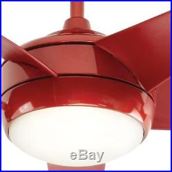 Red Ceiling Fan Integrated Light Kit Opal Glass 52 Tri-Mount Remote Control