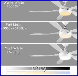 Reiga 54in White DC Motor Modern Ceiling Fan LED Light Kit Google Alexa App