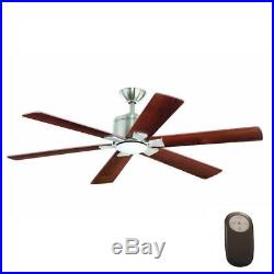 Renwick 54 in. LED Indoor Brushed Nickel Ceiling Fan with Light Kit and Remote