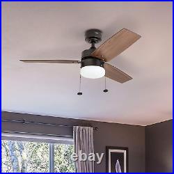 Reston Farmhouse Ceiling Fan 42-In Dual Mount Indoor Fan with Pull Chain LED