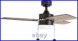 Reston Farmhouse Ceiling Fan 42-In Dual Mount Indoor Fan with Pull Chain LED