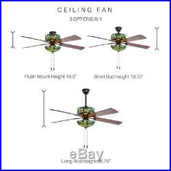 River of Goods 52 in. Indoor Ceiling Fan with Stained Glass Shade Light Kit Remote