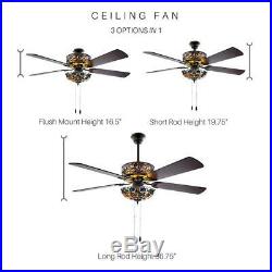 River of Goods Ceiling Fan 52 in. Indoor Violet Stained Glass Light Kit + Remote