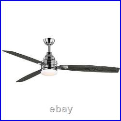 Rowan 60'' Integrated LED Indoor Polished Chrome Ceiling Fan withLight Kit &Remote