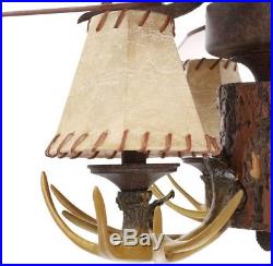 Rustic Ceiling Fan with Antler Light kit Lodge 52-In. Nutmeg Cabin Hampton Bay