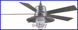 Rustic Grayton 54 Indoor Outdoor Galvanized Ceiling Fan Home Decor with Light Kit
