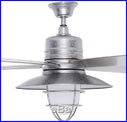 Rustic Industrial Indoor Outdoor Ceiling Fan Metal Light Kit Remote Control Wet
