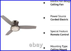 Sail Stream 52-In Brushed Nickel Flush Mount Indoor Ceiling Fan with Light Kit a