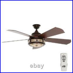 Savona 52'' Indoor Weathered Bronze Ceiling Fan /Light Kit & Remote Hampton Bay