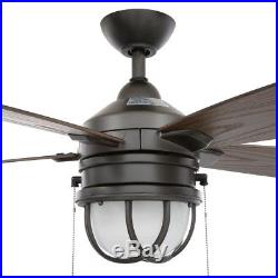 Seaport 52 Inch LED Indoor Outdoor Natural Iron Ceiling Fan with Light Kit NEW