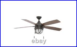 Seaport 52 in. LED Indoor/Outdoor Natural Iron Ceiling Fan with Light Kit