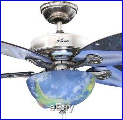 Small Ceiling Fan Light Kit 48 in. Outer Space Kids Room Indoor Brushed Nickel