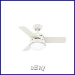 Small indoor ceiling fan with light kit and remote Hunter Finley white 91cm 36