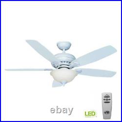 Southwind 52 in. LED Indoor Matte White Ceiling Fan with Light Kit and Remote Co