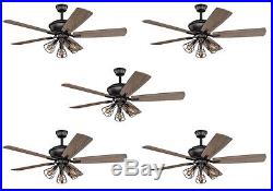 Special 5 PACK! 52 Bronze 3 Light Indoor Ceiling Fan with Light Kit