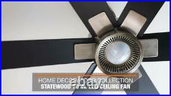 Statewood 70 in. LED Brushed Nickel Ceiling Fan Light Kit Remote Driftwood Beach