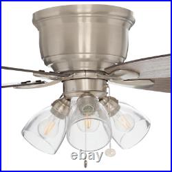 Stoneridge 52 in. LED Indoor Brushed Nickel Hugger Ceiling Fan with Light Kit