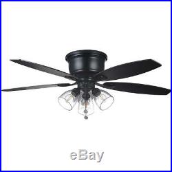 Stoneridge 52 in. Matte Black Hugger LED Ceiling Fan with Light Kit