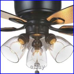 Stoneridge 52 in. Matte Black Hugger LED Ceiling Fan with Light Kit