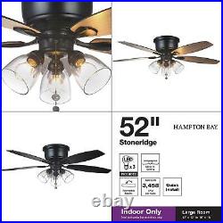 Stoneridge 52 in. Matte black hugger led ceiling fan with light kit