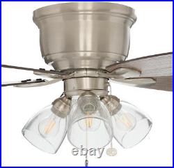 Stoneridge Ceiling Fan 52 in. LED Indoor Brushed Nickel Hugger With Light Kit