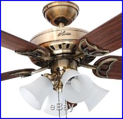 Studio Series Ceiling Fan with Light Kit52 in. Indoor Antique Brass Reversible