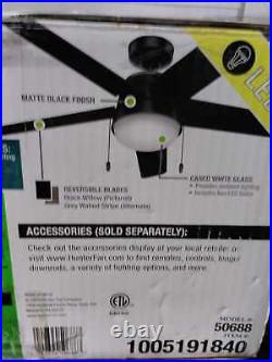 Tarrant 52 LED Indoor/Outdoor Matte Black Ceiling Fan with Light Kit by Hunter