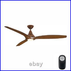 Tidal Breeze 60 In. Led Indoor Distressed Koa Ceiling Fan With Light Kit And Rem