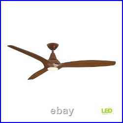 Tidal Breeze 60 In. Led Indoor Distressed Koa Ceiling Fan With Light Kit And Rem